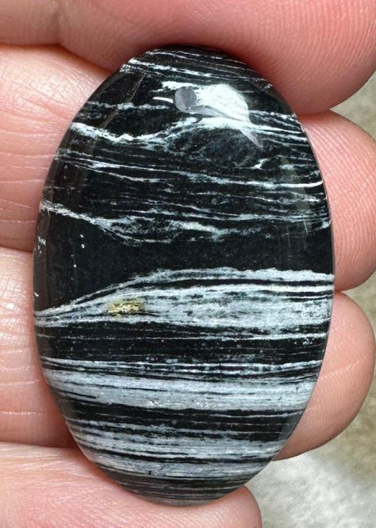 Oval 35x22mm Silver Leaf Obsidian Cabochon 16