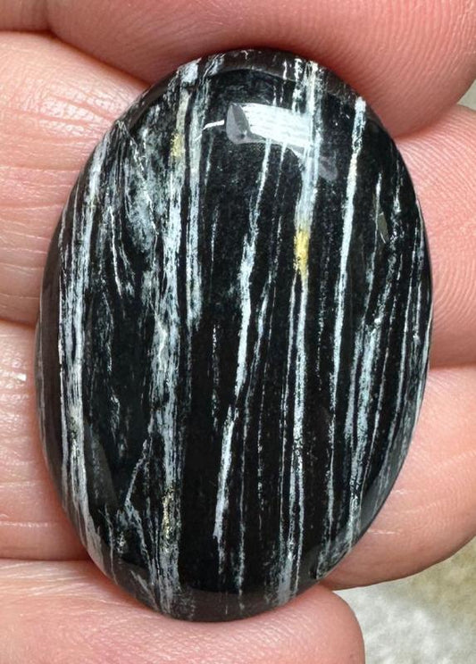 Oval 32x21mm Silver Leaf Obsidian Cabochon 21