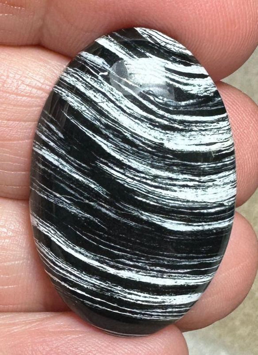 Oval 33x21mm Silver Leaf Obsidian Cabochon 25