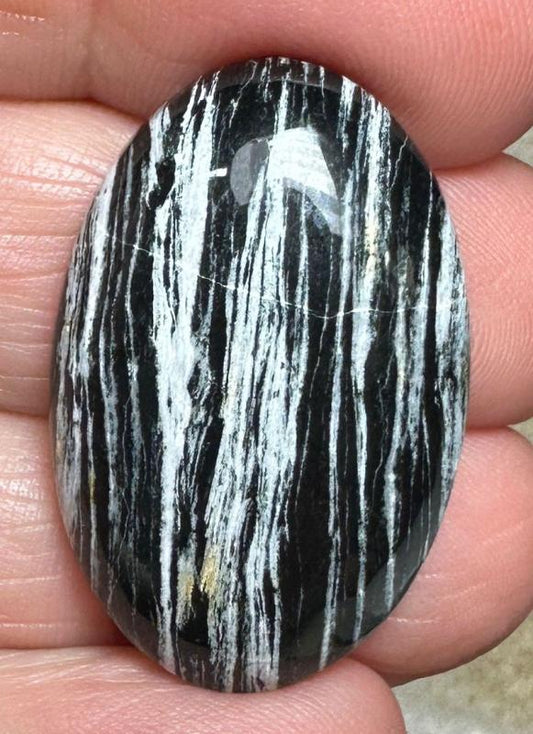 Oval 32x20mm Silver Leaf Obsidian Cabochon 27