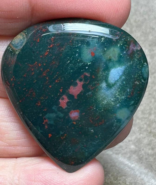 Teardrop 38x34mm Indian Bloodstone Cabochon 23