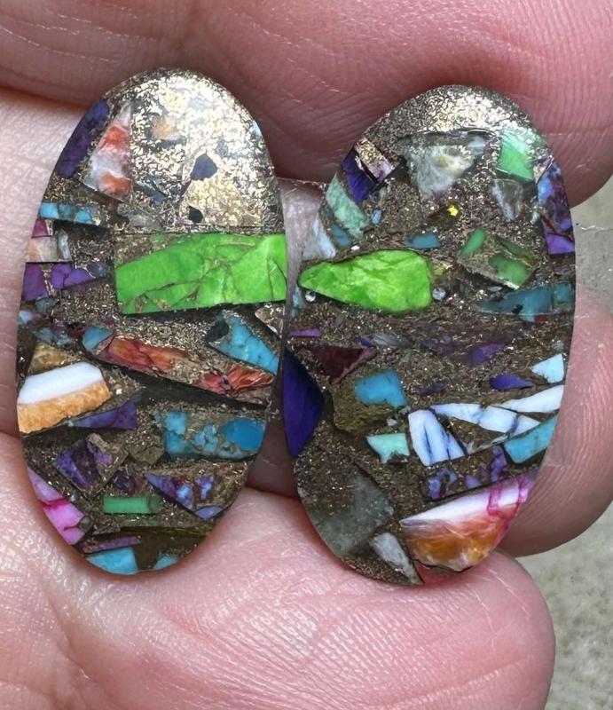 Oval 24x13mm Spiny Oyster Turquoise Cabochon Pair 18