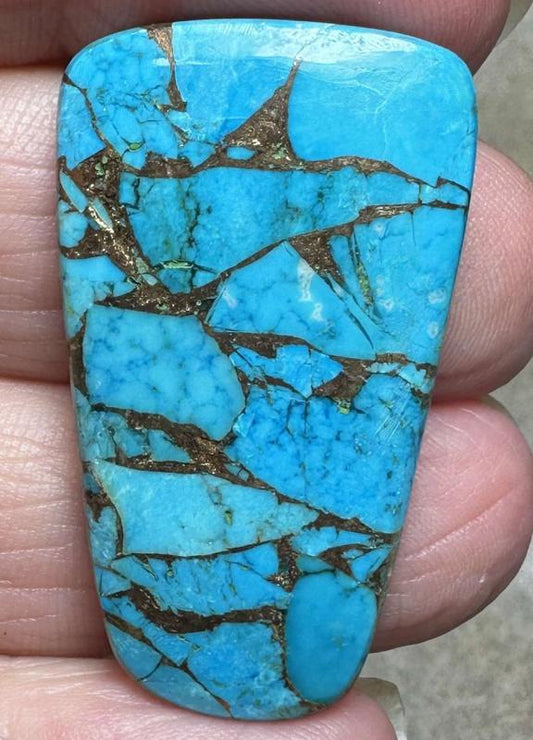 Freeform 37x21mm Kingman Turquoise in Bronze Cabochon 17