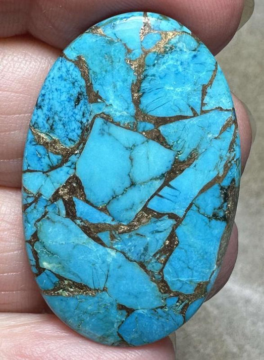 Oval 38x24mm Kingman Turquoise in Bronze Cabochon 19