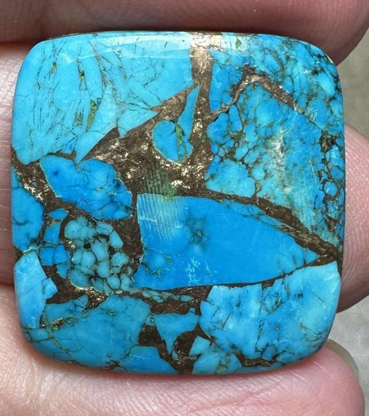 Rectangle 24x23mm Kingman Turquoise in Bronze Cabochon 22