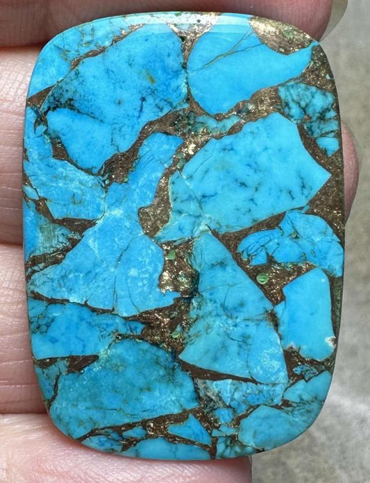 Rectangle 37x26mm Kingman Turquoise in Bronze Cabochon 23
