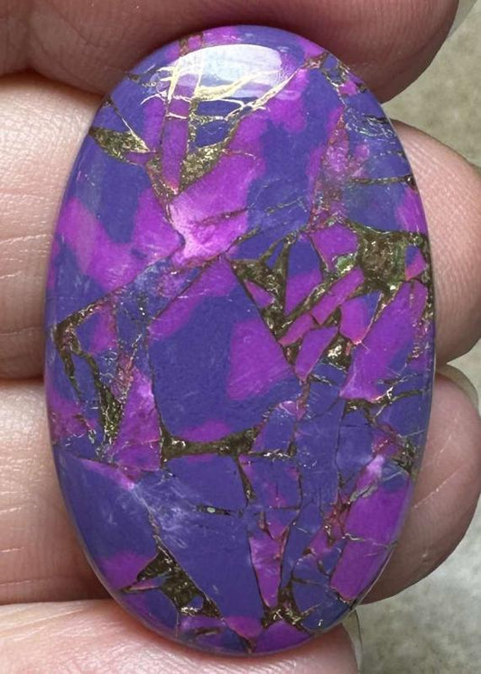 Oval 34x21mm Purple Kingman Turquoise in Bronze Cabochon 03
