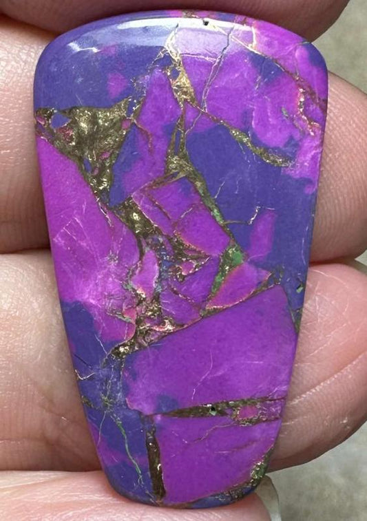 Freeform 32x19mm Purple Kingman Turquoise in Bronze Cabochon 04