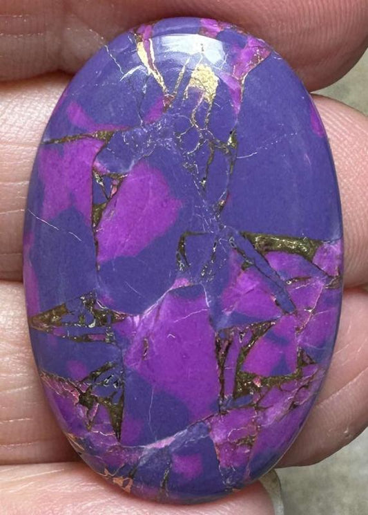 Oval 34x22mm Purple Kingman Turquoise in Bronze Cabochon 07