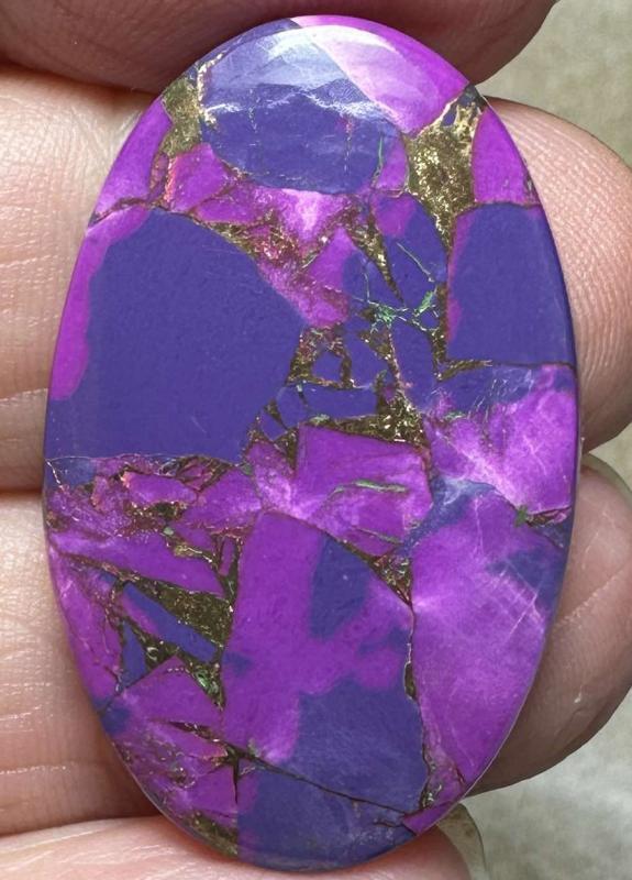 Oval 35x21mm Purple Kingman Turquoise in Bronze Cabochon 16