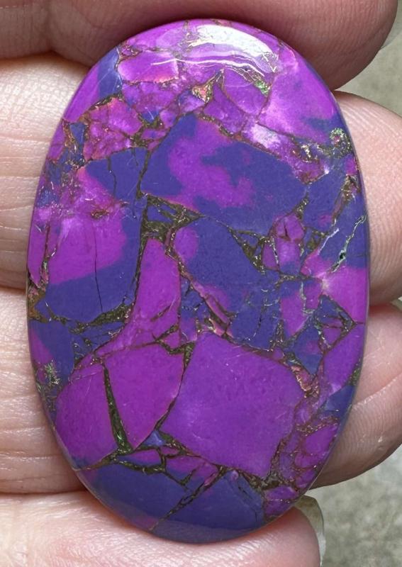 Oval 37x23mm Purple Kingman Turquoise in Bronze Cabochon 17