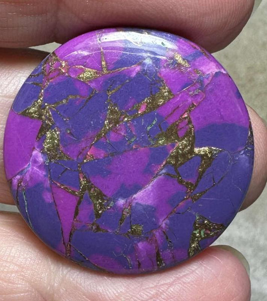 Round 30x30mm Purple Kingman Turquoise in Bronze Cabochon 18