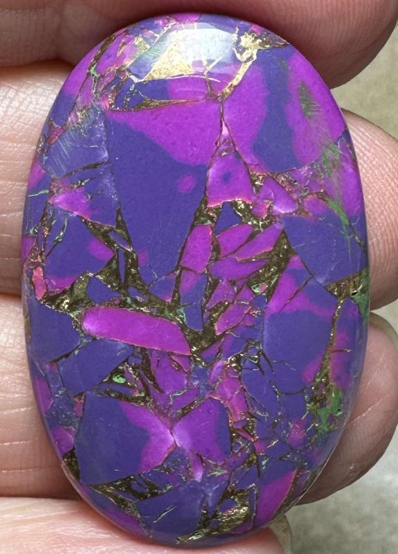 Oval 37x24mm Purple Kingman Turquoise in Bronze Cabochon 19