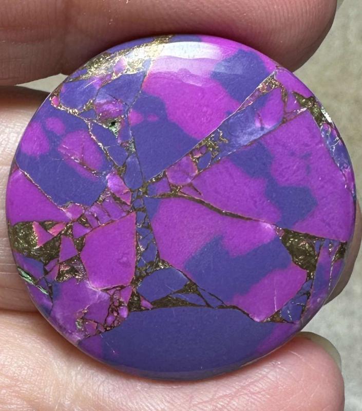 Round 29x29mm Purple Kingman Turquoise in Bronze Cabochon 28