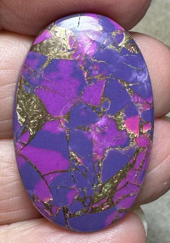 Oval 34x22mm Purple Kingman Turquoise in Bronze Cabochon 30