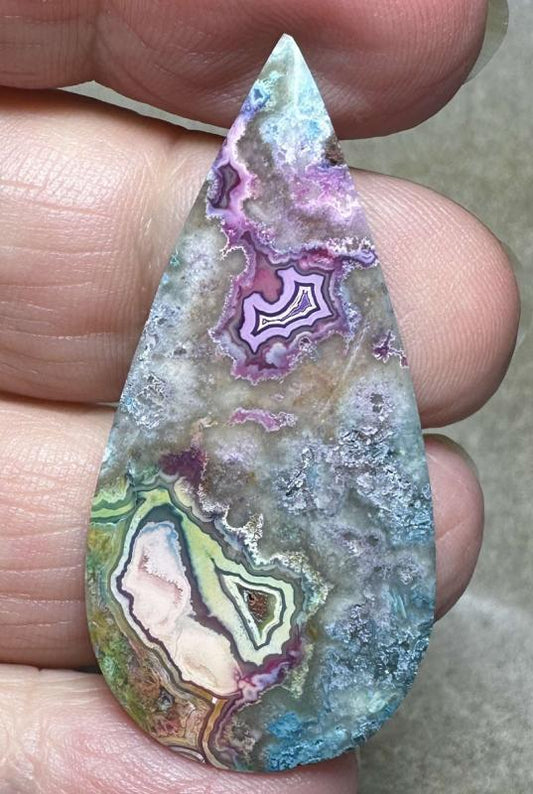Teardrop 45x22mm Indonesian Crazy Lace Jasper Cabochon 39