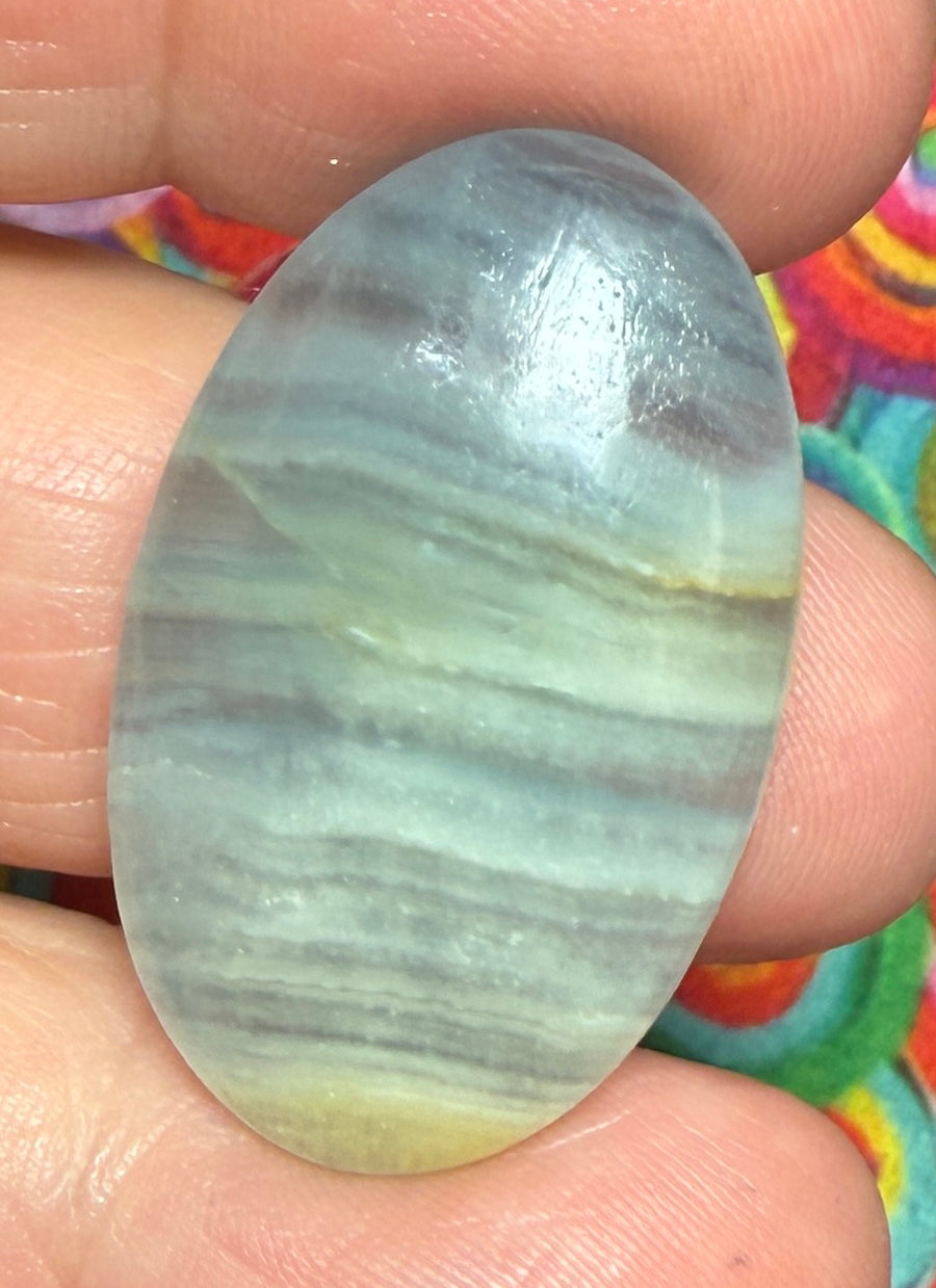 Oval 32x20mm Lemurian Aquatine Calcite Cabochon 02