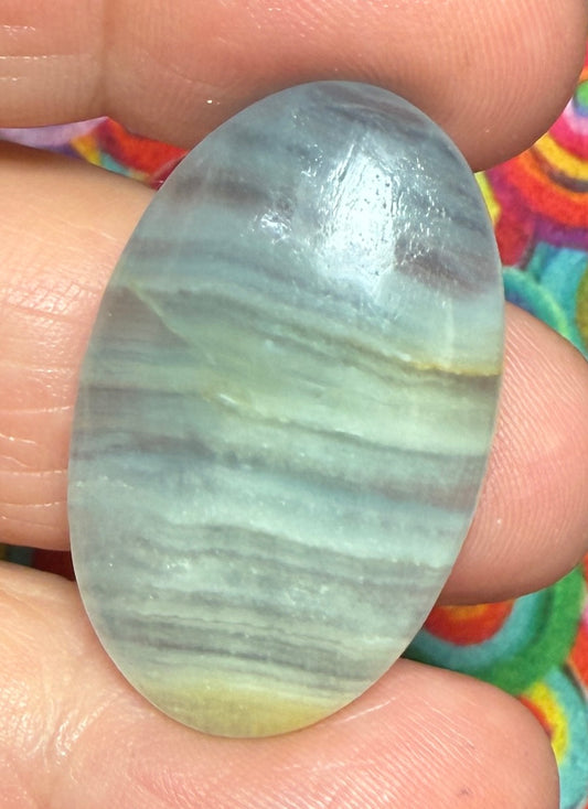 Oval 32x20mm Lemurian Aquatine Calcite Cabochon 02