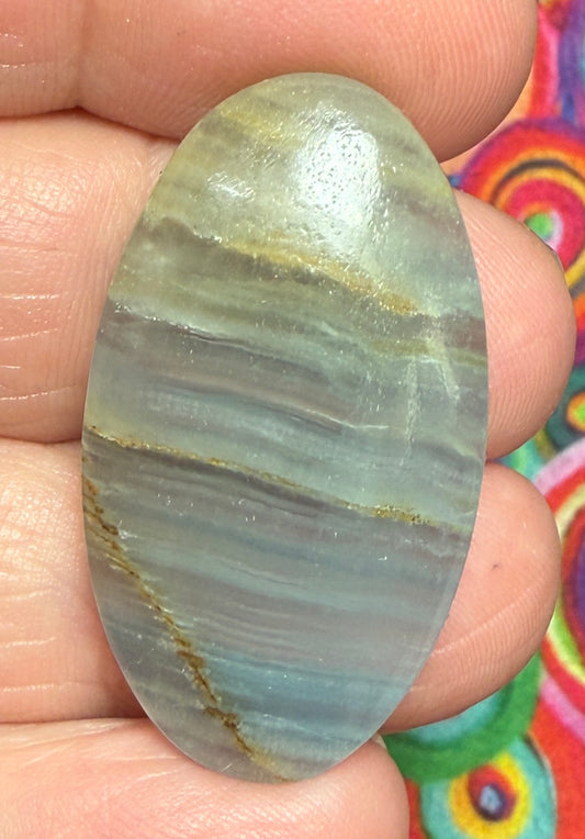 Oval 35x20mm Lemurian Aquatine Calcite Cabochon 03