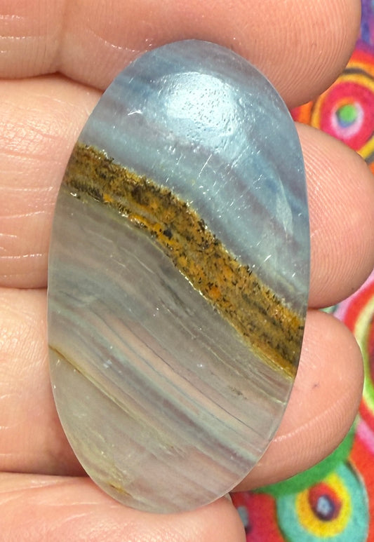 Oval 36x19mm Lemurian Aquatine Calcite Cabochon 05