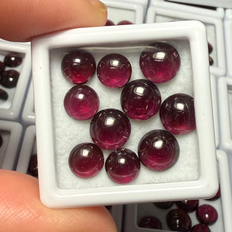 10x Small Mixed Round Almandine Garnet Cabochon Pack