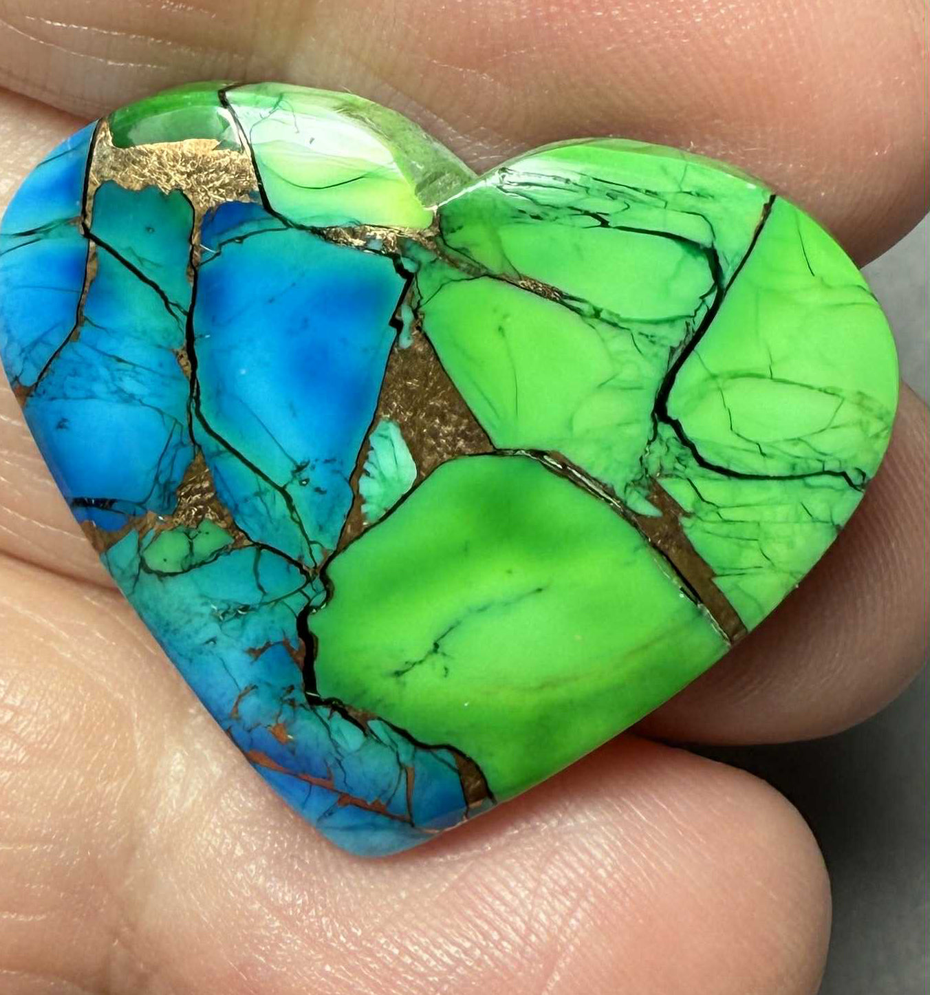 Heart 26x29mm Peacock Dahlia Cabochon 07