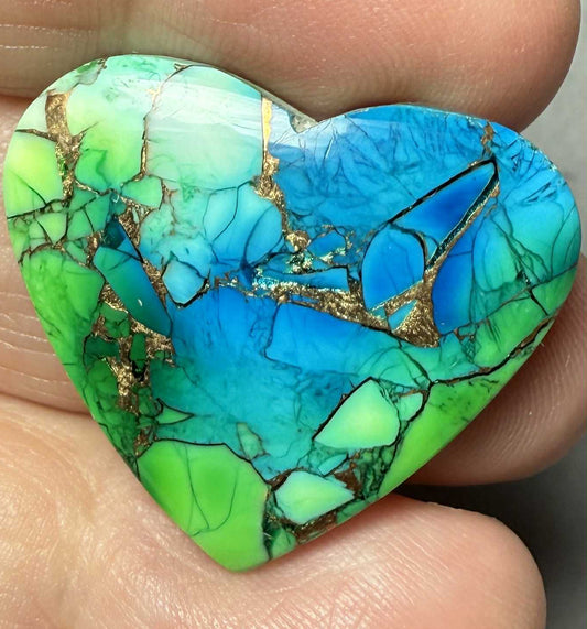 Heart 24x29mm Peacock Dahlia Cabochon 09