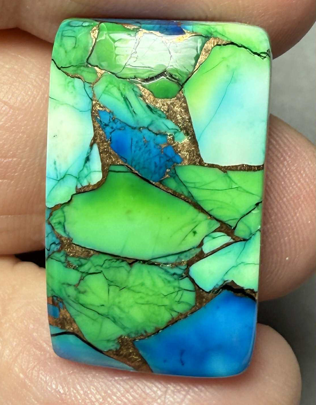 Rectangle 25x16mm Peacock Dahlia Cabochon 12