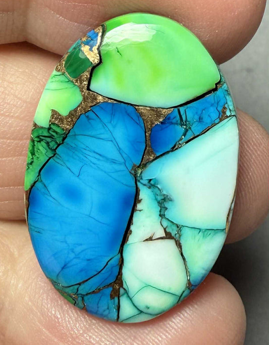 Oval 29x20mm Peacock Dahlia Cabochon 14