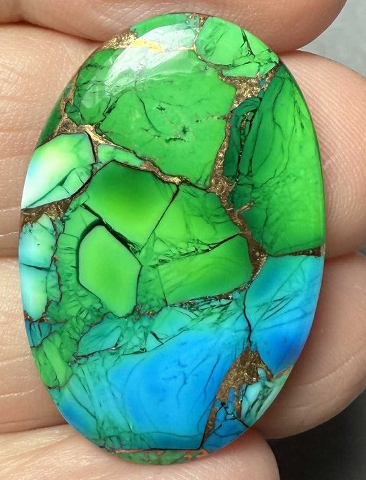 Oval 31x21mm Peacock Dahlia Cabochon 15