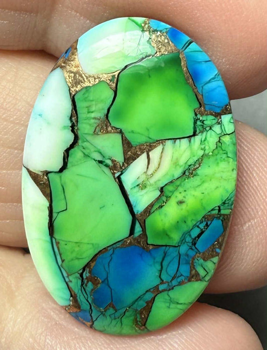 Oval 28x19mm Peacock Dahlia Cabochon 16