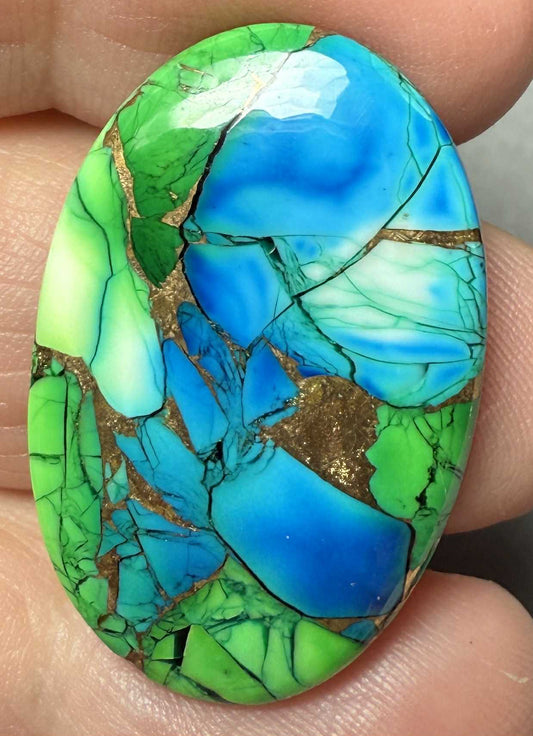 Oval 31x20mm Peacock Dahlia Cabochon 18
