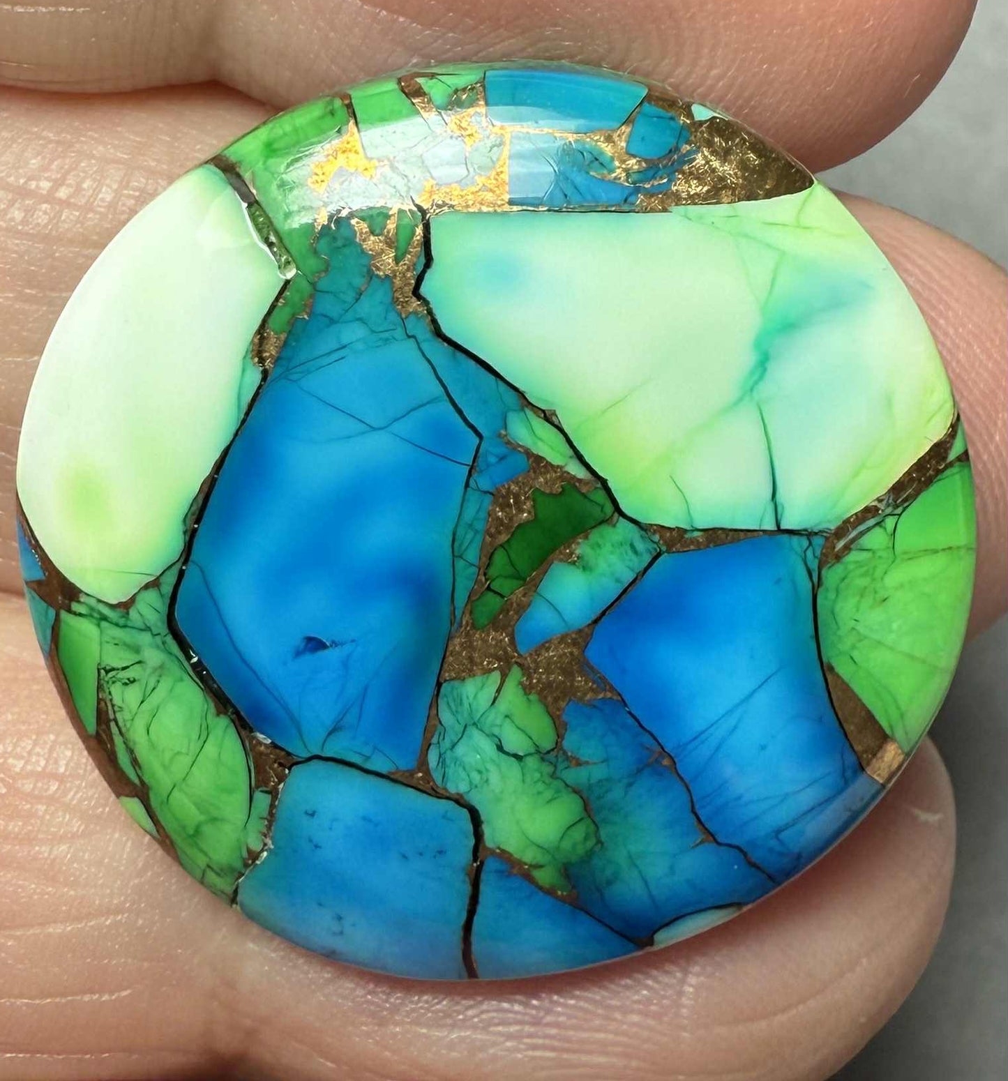 Round 28x28mm Peacock Dahlia Cabochon 19