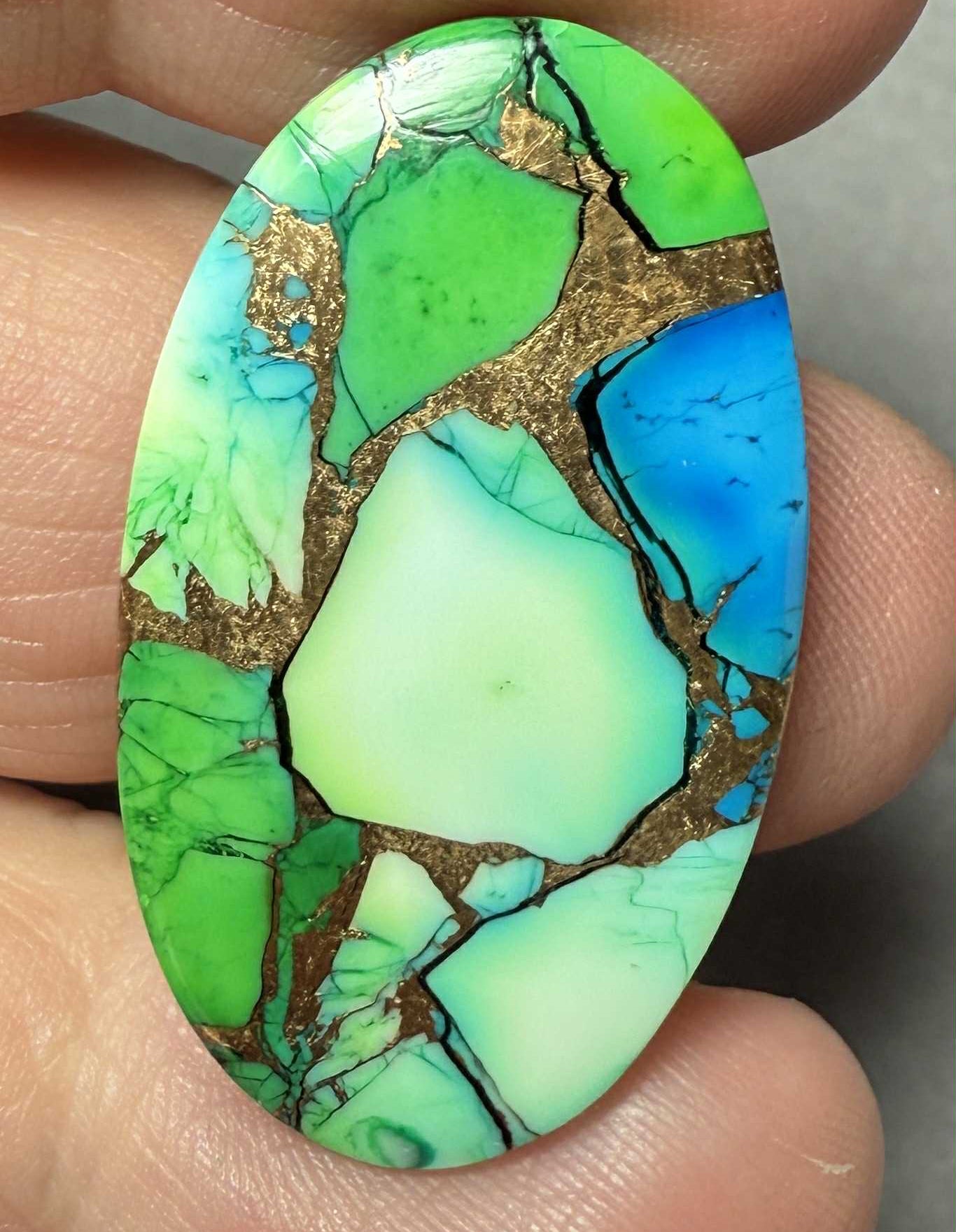 Oval 32x19mm Peacock Dahlia Cabochon 20