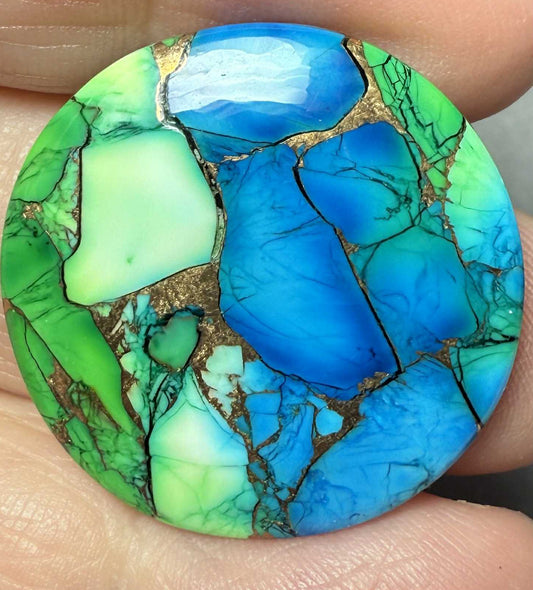 Round 28x28mm Peacock Dahlia Cabochon 22