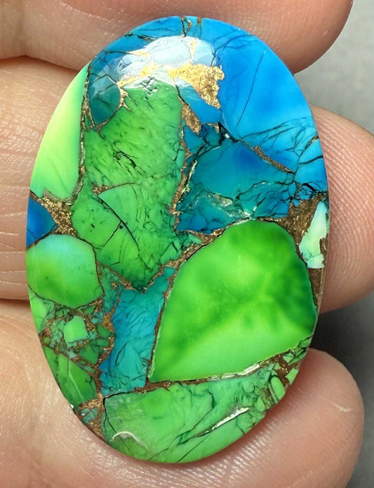 Oval 31x21mm Peacock Dahlia Cabochon 23