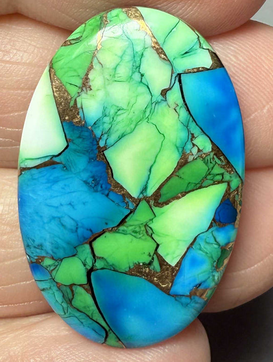 Oval 31x20mm Peacock Dahlia Cabochon 25