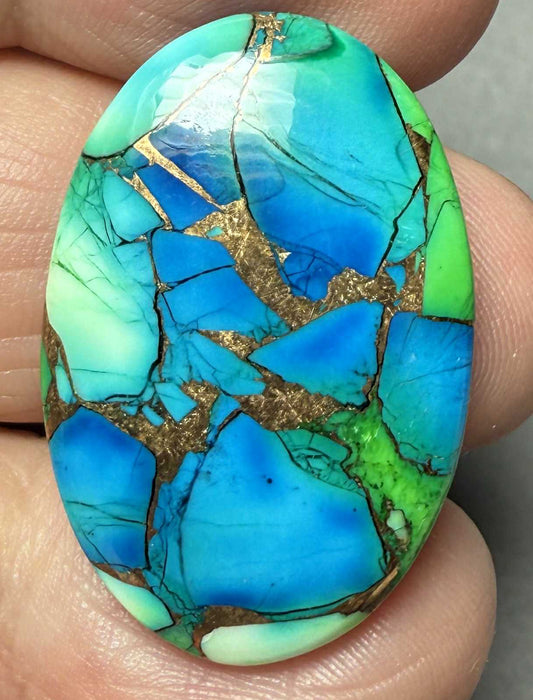 Oval 30x20mm Peacock Dahlia Cabochon 27
