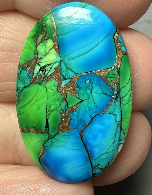 Oval 30x19mm Peacock Dahlia Cabochon 29