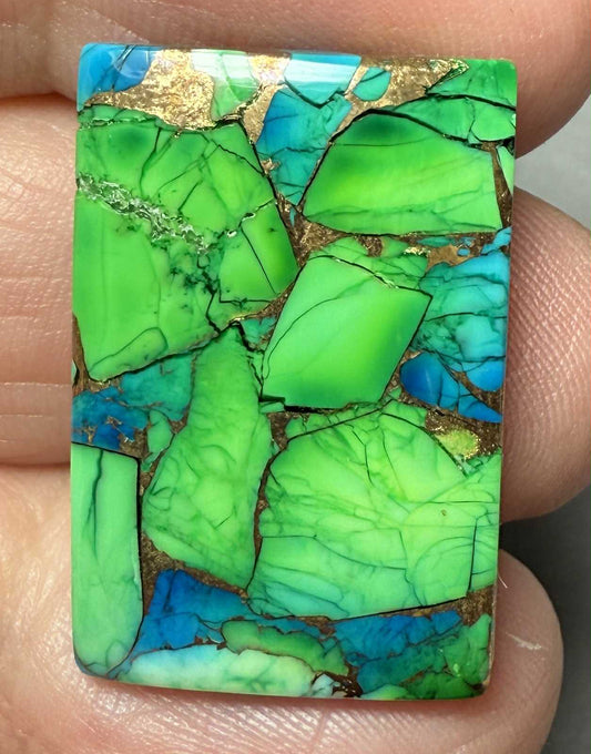 Rectangle 27x18mm Peacock Dahlia Cabochon 30
