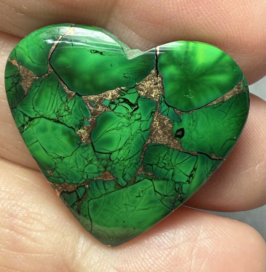 Heart 27x29mm Forest Dahlia Cabochon 17