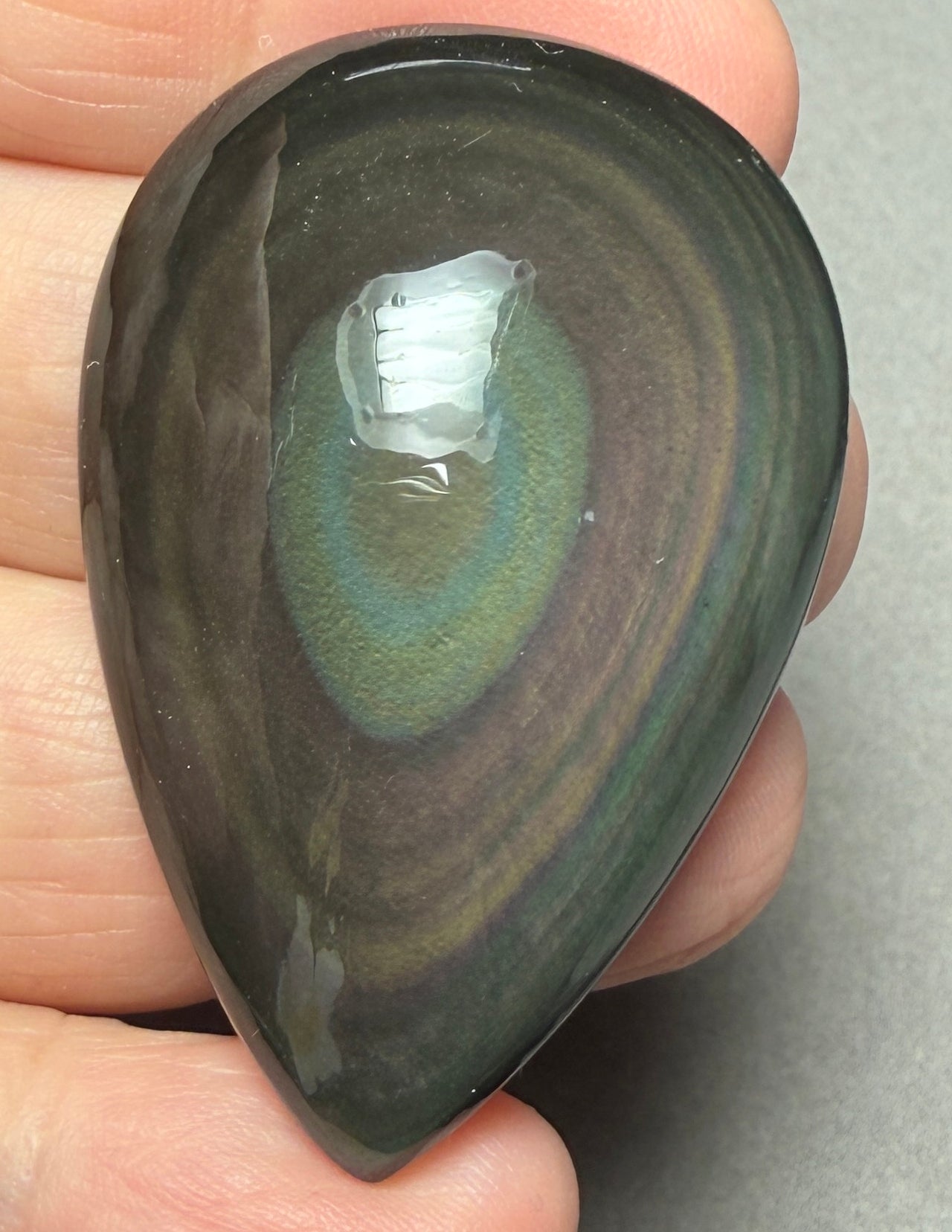 Teardrop 45x31mm Rainbow Obsidian Cabochon 01