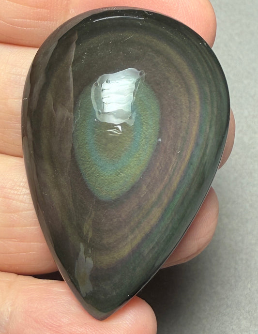 Teardrop 45x31mm Rainbow Obsidian Cabochon 01