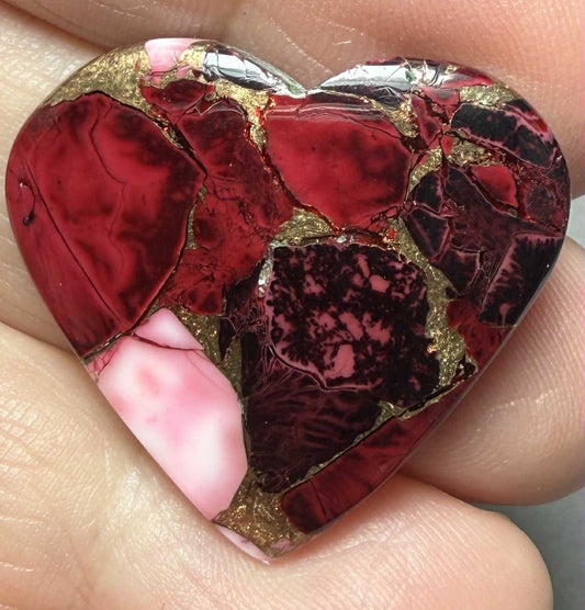 Heart 26x28mm Rose Dahlia Cabochon 01