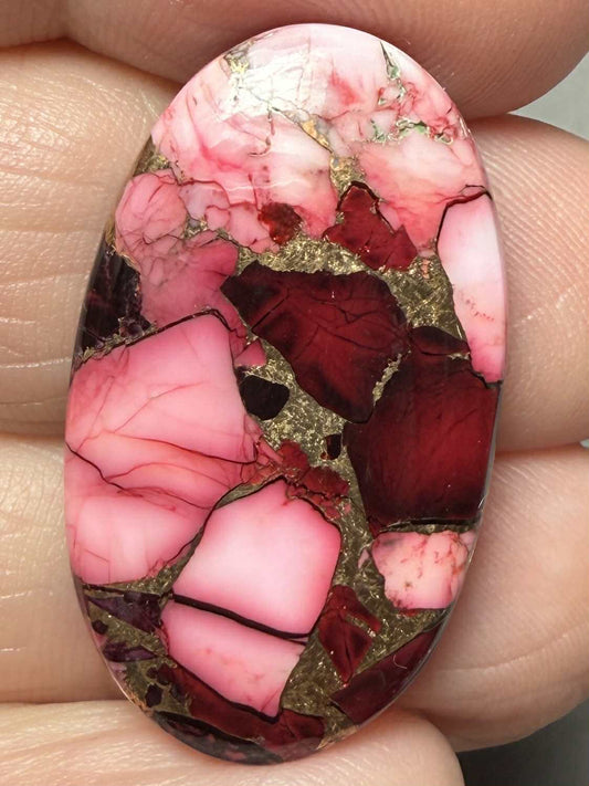 Oval 30x18mm Rose Dahlia Cabochon 10