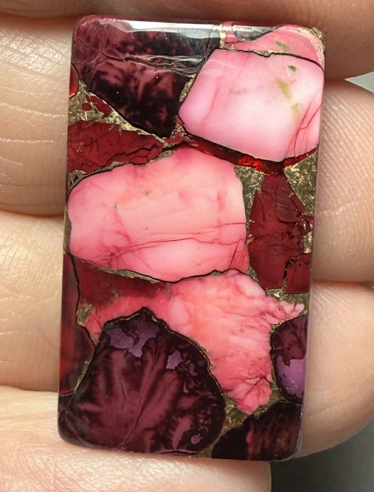 Rectangle 29x17mm Rose Dahlia Cabochon 16