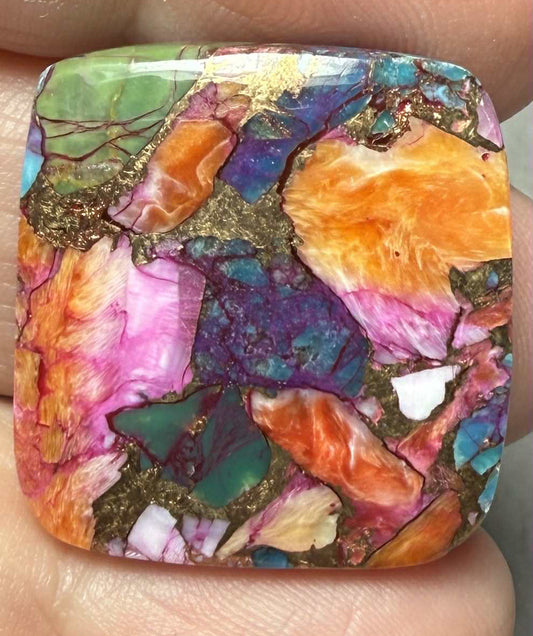 Rectangle 26x24mm Starburst Dahlia Cabochon 01