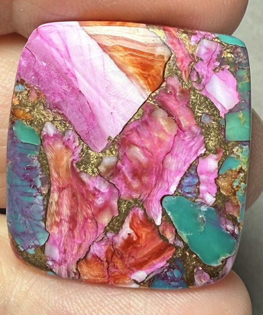 Rectangle 26x24mm Starburst Dahlia Cabochon 06