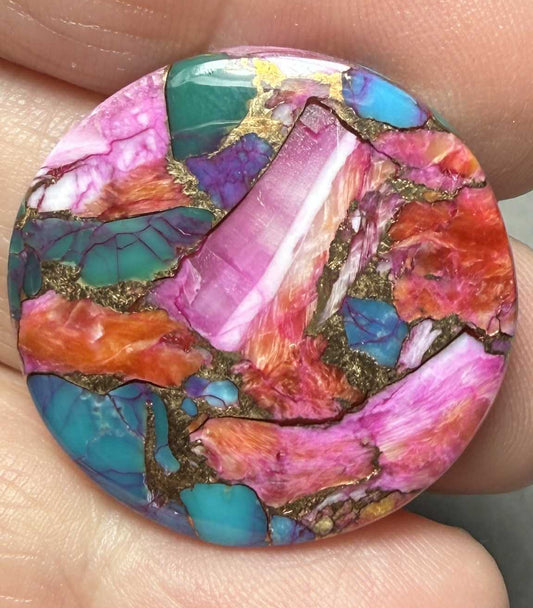 Round 28x28mm Starburst Dahlia Cabochon 09
