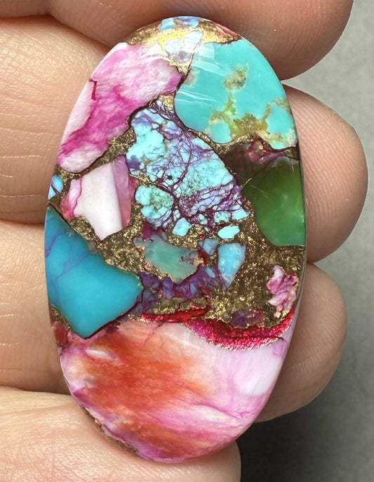 Oval 34x20mm Starburst Dahlia Cabochon 14